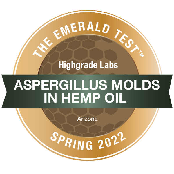 highgrade-labs-arizona-emerald-test-badge-spring-2022-aspergillus-molds-in-hemp-oil