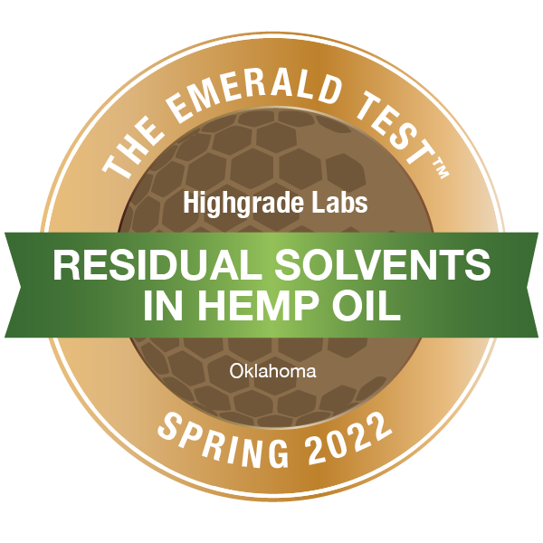highgrade-labs-oklahoma-emerald-test-badge-spring-2022-residual-solvents-in-hemp-oil