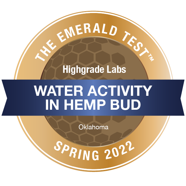 highgrade-labs-oklahoma-emerald-test-badge-spring-2022-water-activity-in-hemp